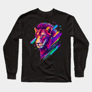 Psychedelic Lion Face Long Sleeve T-Shirt